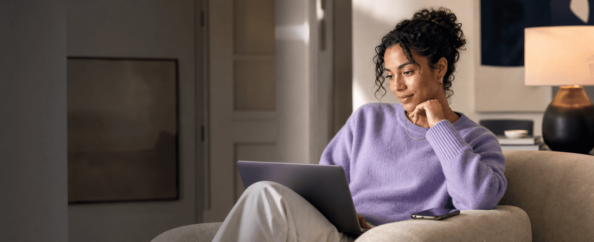 Investor reviewing her portfolio with Foliovox at home